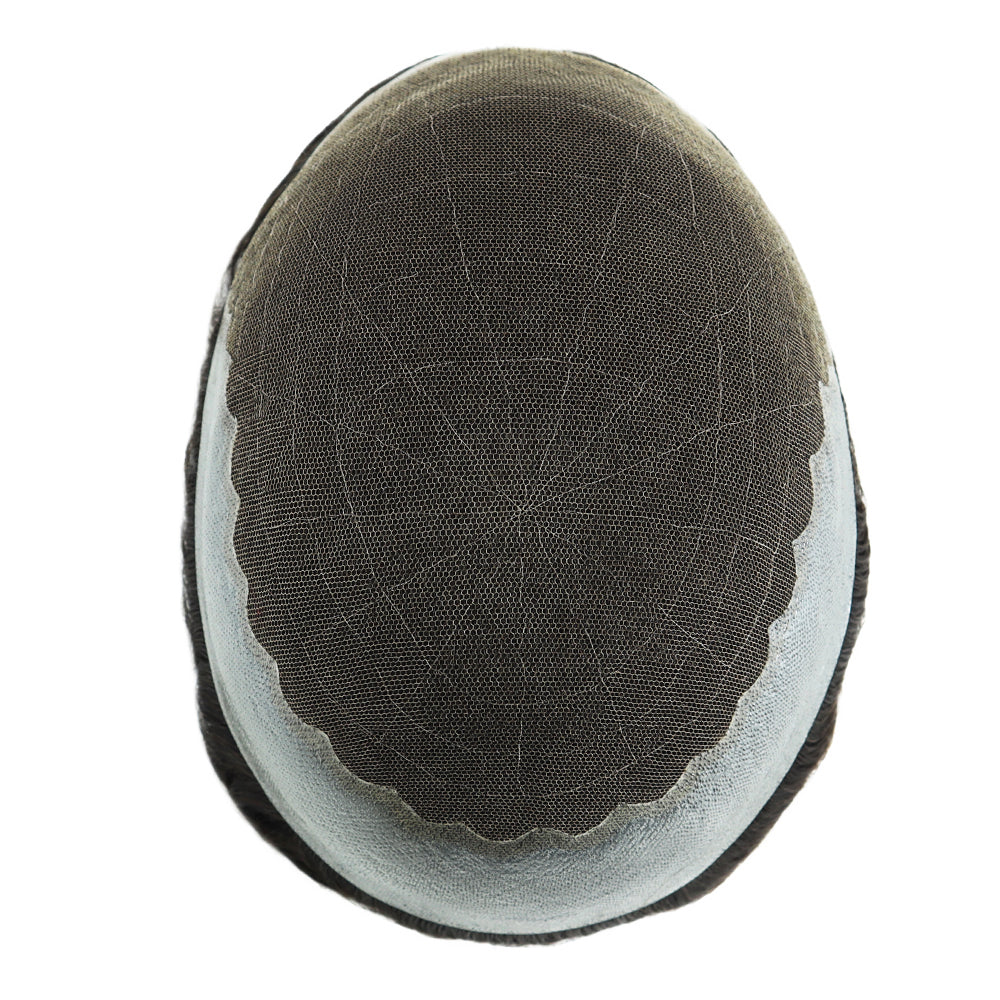 KA009 Men Toupee-Lace Base-French lace front and center, thin skin in back and sides