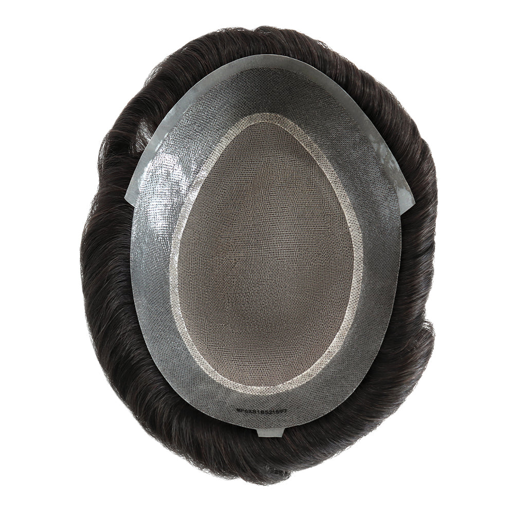 KA021 Men Toupee Hybird Mono Base Mono+PU Wave