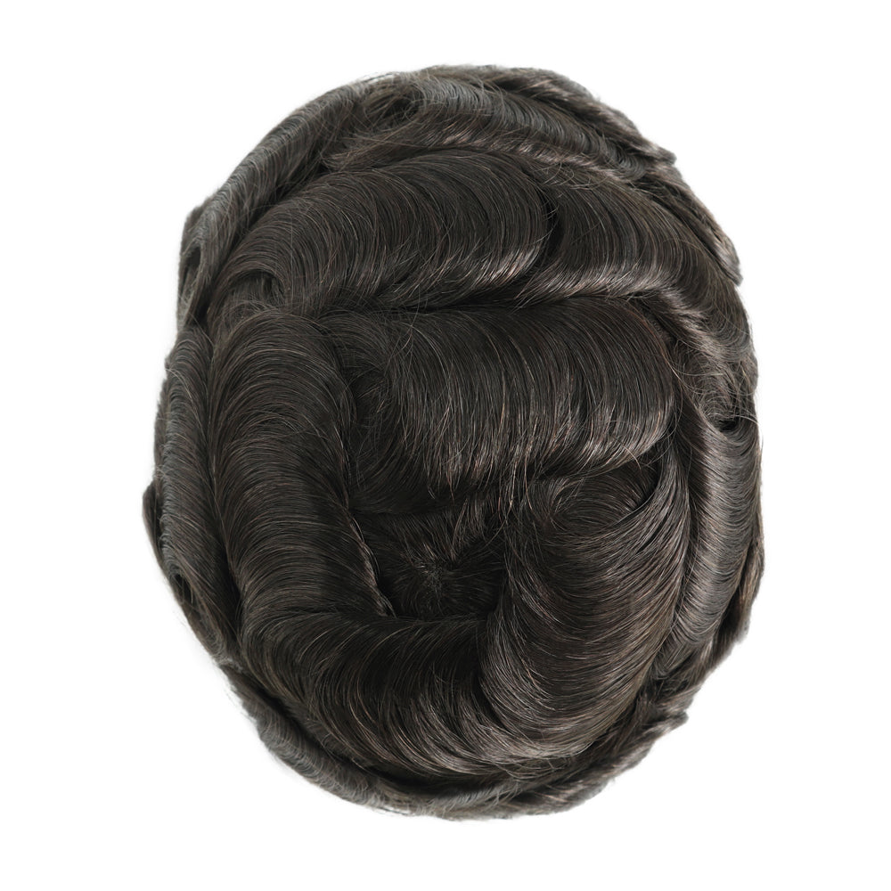 KA026 Men Toupee-Hybird Mono Base Mono+PU+French Lace Wave