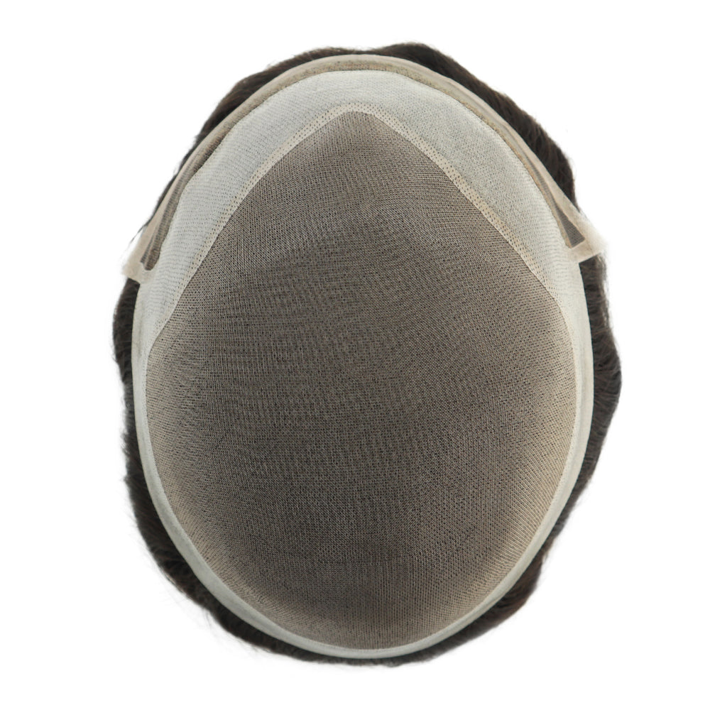 KA026 Men Toupee-Hybird Mono Base Mono+PU+French Lace Wave