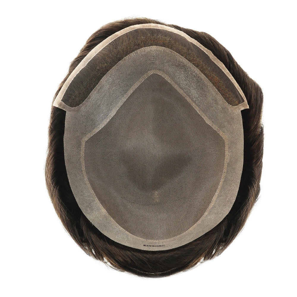 KA026 Men Toupee-Hybird Mono Base Mono+PU+French Lace Wave