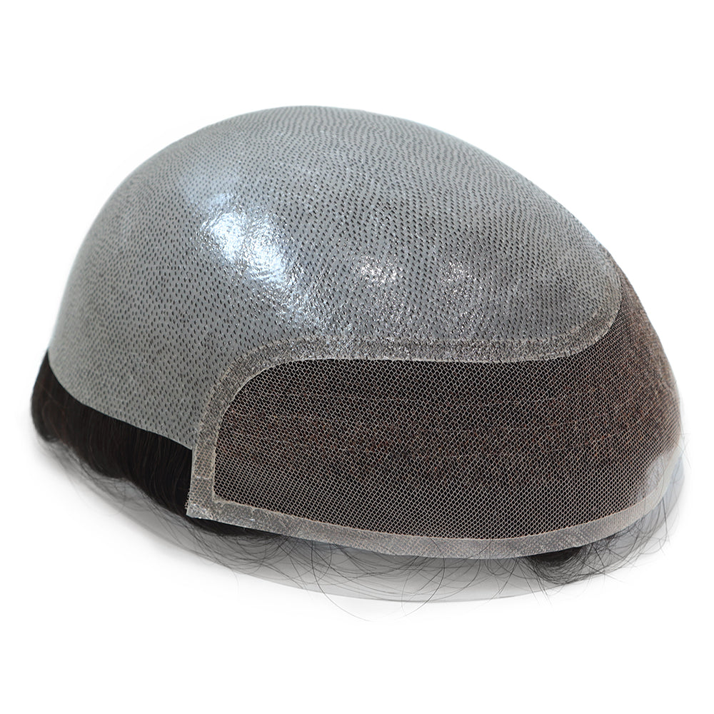 KA012 Men Toupee Hybrid base Skin+French Lace in front