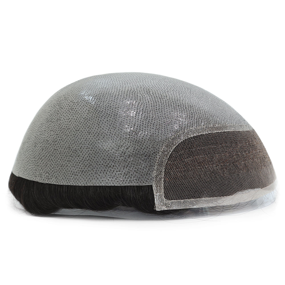 KA012 Men Toupee Hybrid base Skin+French Lace in front