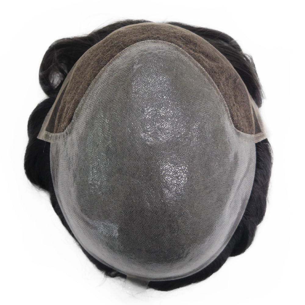 KA012 Men Toupee Hybrid base Skin+French Lace in front