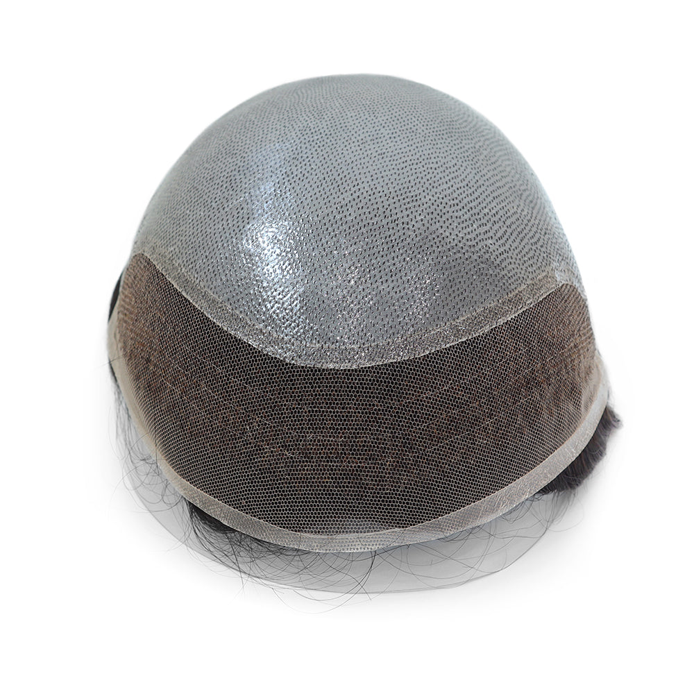 KA012 Men Toupee Hybrid base Skin+French Lace in front