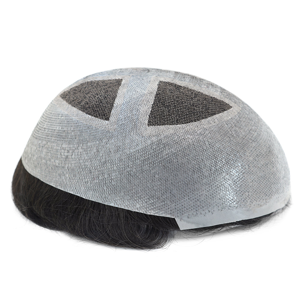 KA008 Men Toupee Skin base Lace cross section top with skin around