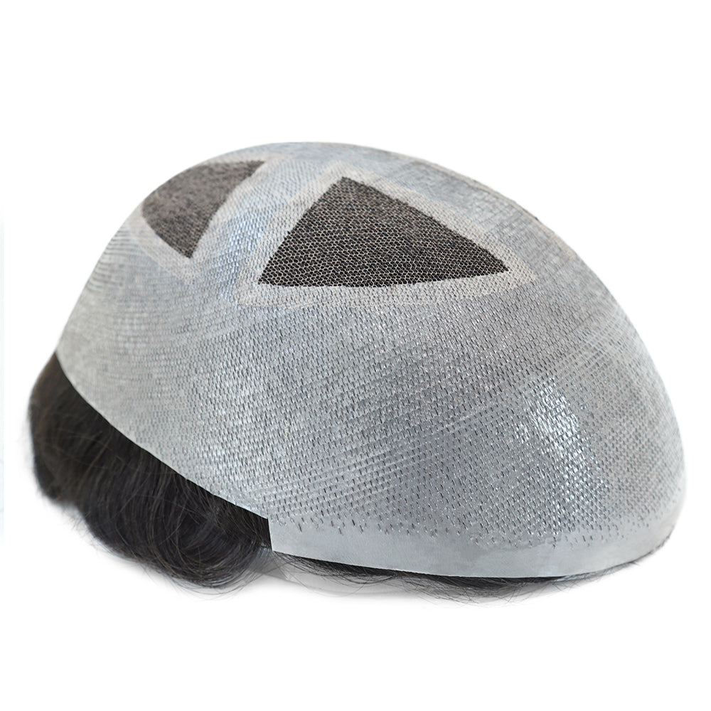 KA008 Men Toupee Skin base Lace cross section top with skin around