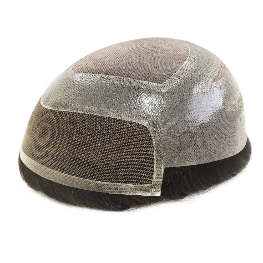 KA020 Men Toupee-Hybrid base French lace+mono+PU wavy