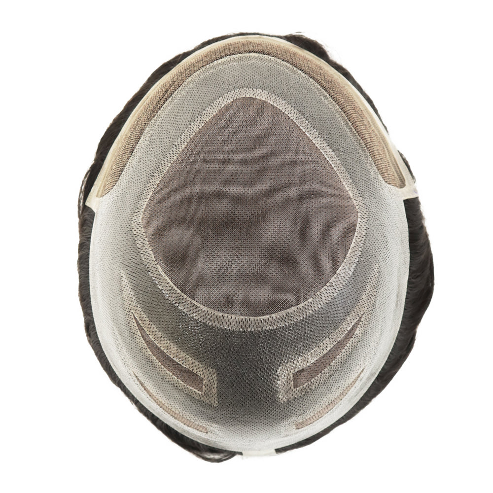 KA020 Men Toupee-Hybrid base French lace+mono+PU wavy