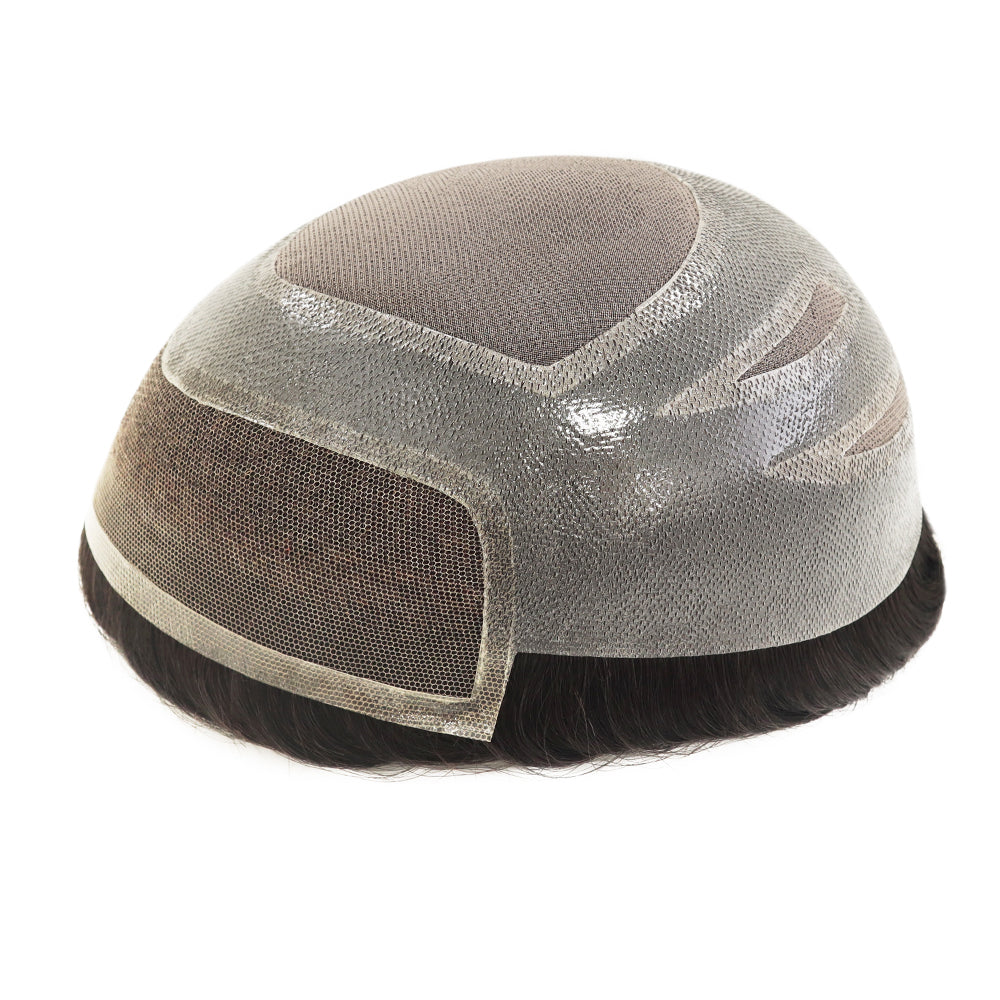 KA020 Men Toupee-Hybrid base French lace+mono+PU wavy