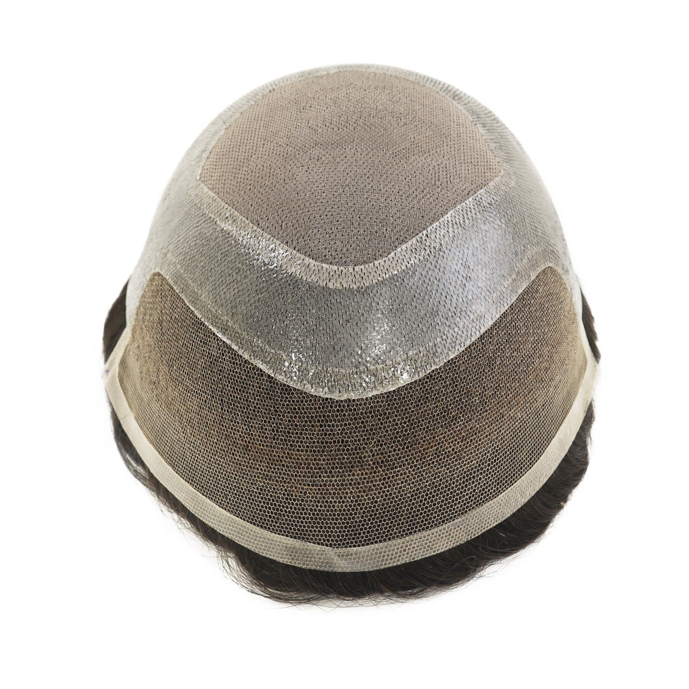 KA020 Men Toupee-Hybrid base French lace+mono+PU wavy