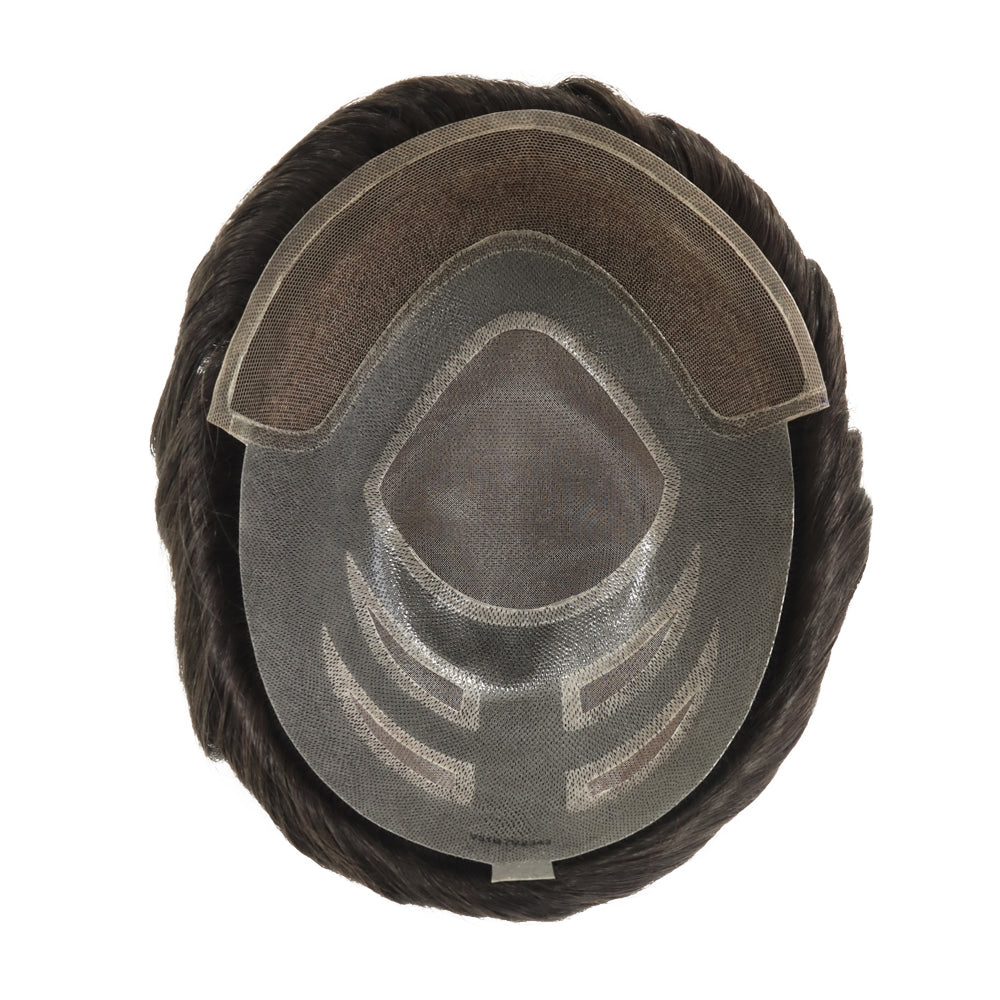 KA020 Men Toupee-Hybrid base French lace+mono+PU wavy