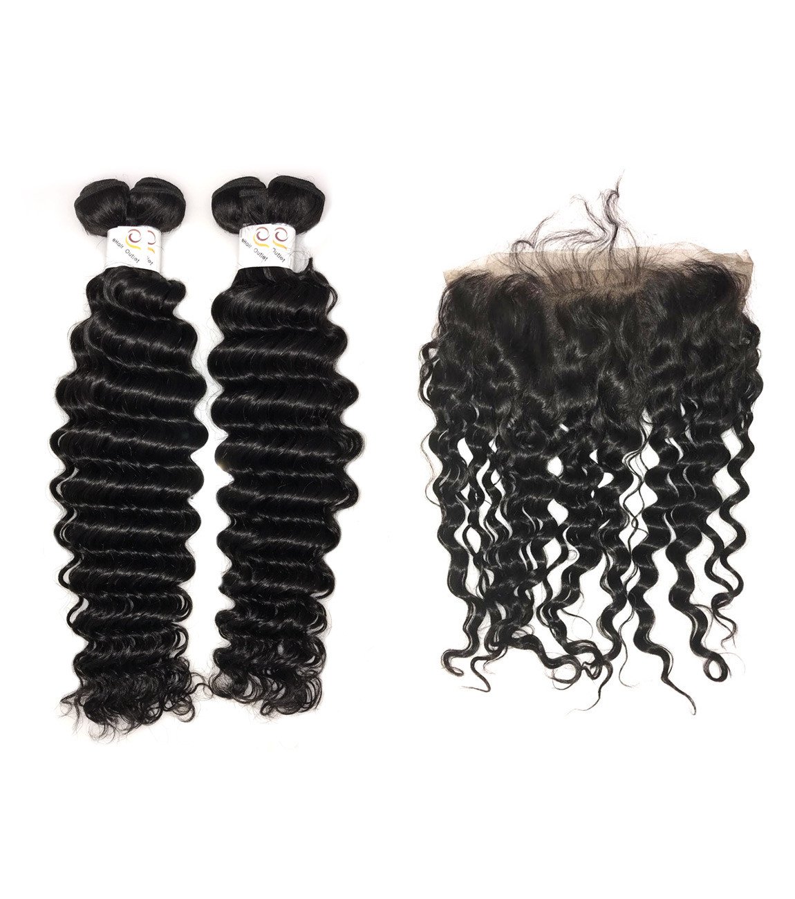 8A Malaysian 2 Bundle Deep Wave Virgin Human Hair w/ 360 Lace Frontal - eHair Outlet