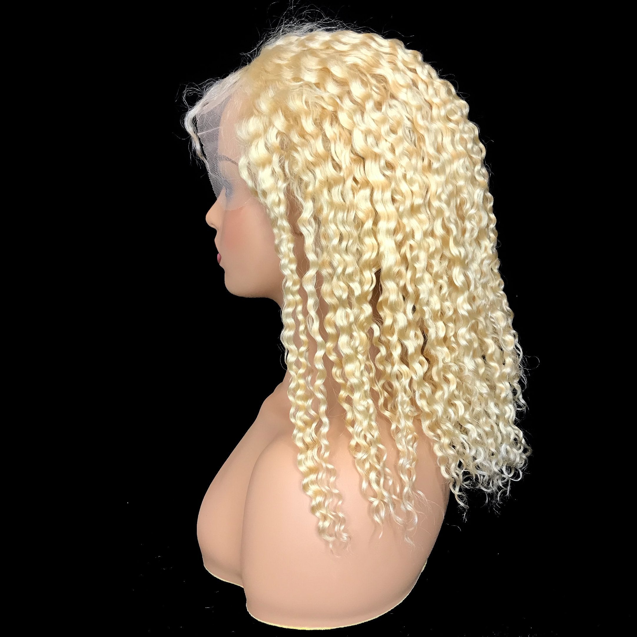 Jerry Curl 13 "X 4" Encaje Frontal Bob Peluca Rubia