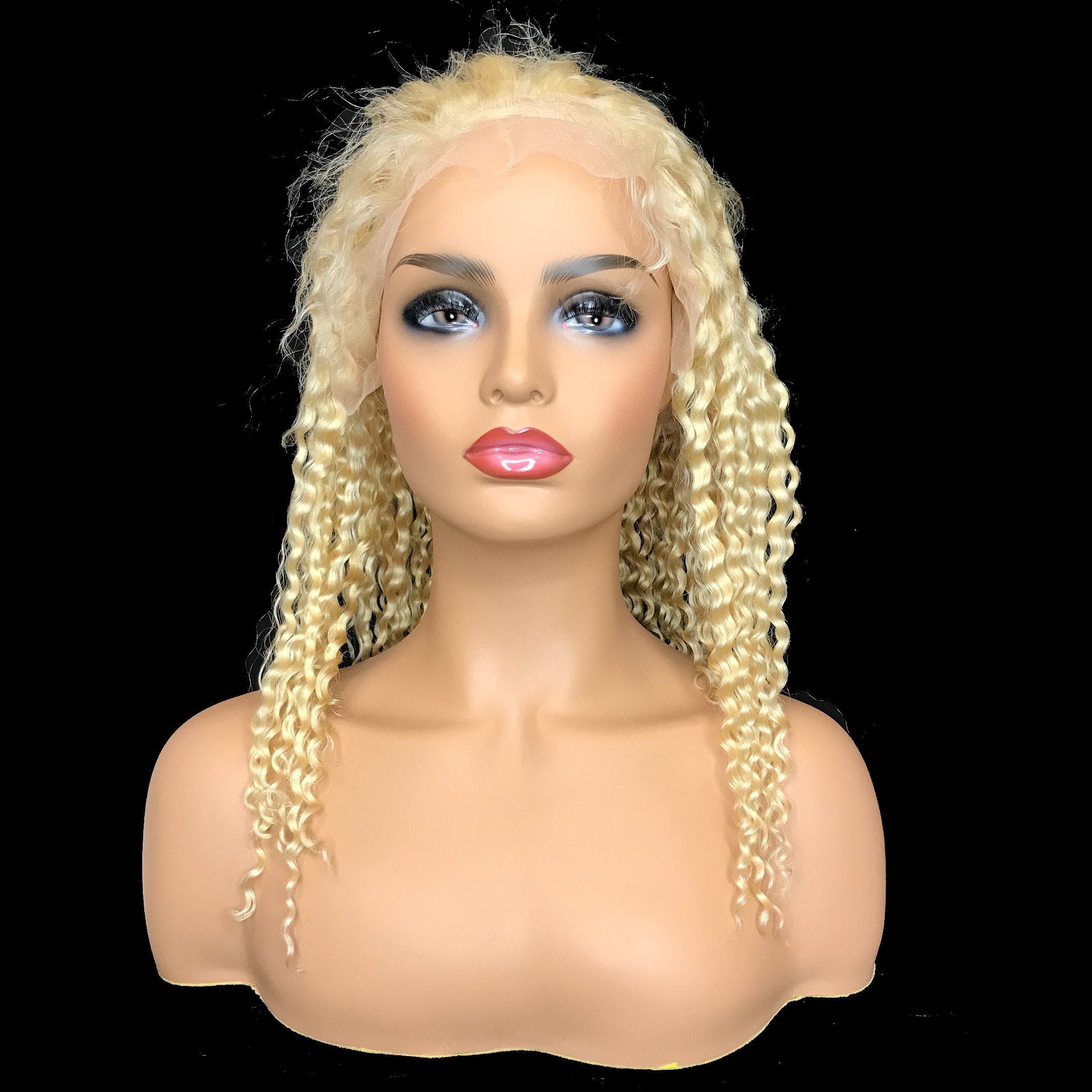 Jerry Curl 13 "X 4" Encaje Frontal Bob Peluca Rubia