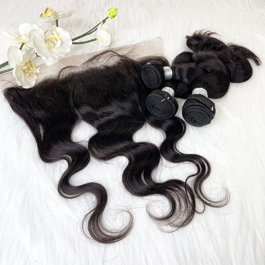 Oferta navideña--Extensión de cabello humano liso y ondulado