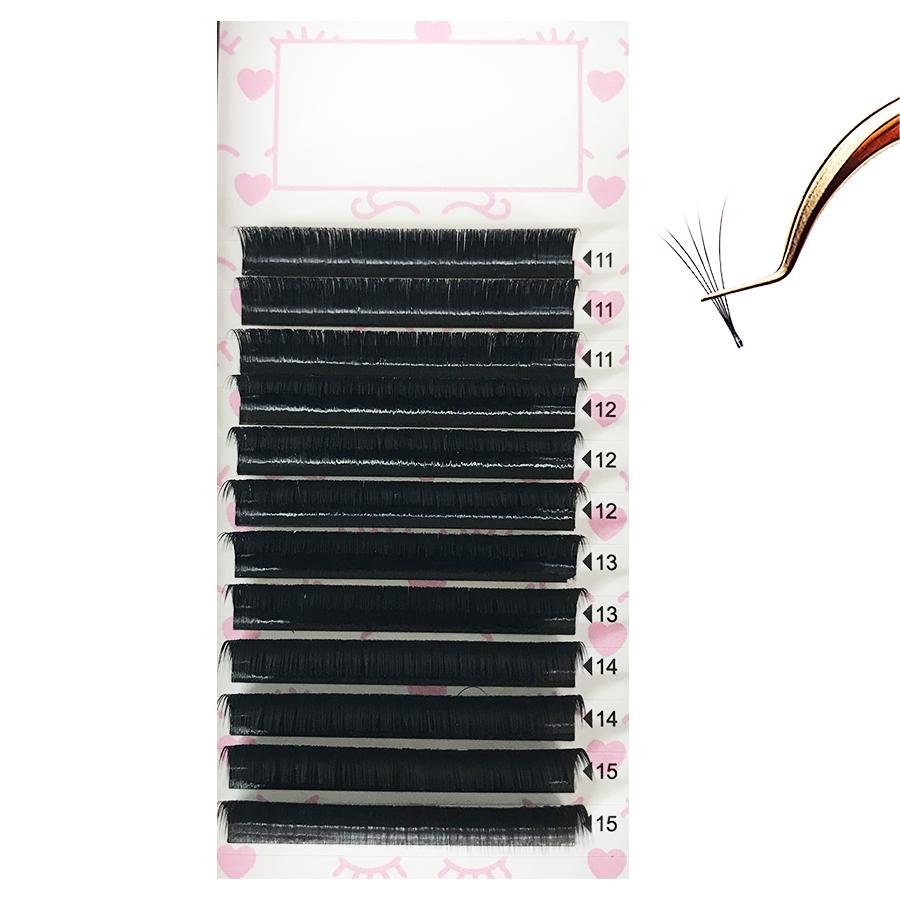 Easy Fan Mix Tray 11mm-15mm / 14mm-18mm Thickness 0.07 C / D Curl Handmade Soft Natural Eyelash Extensions Individual Lashes Tray (12 Lines)