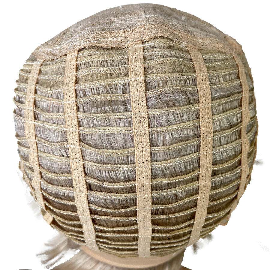 Machine Made Wave Human Hair Wigs Grey