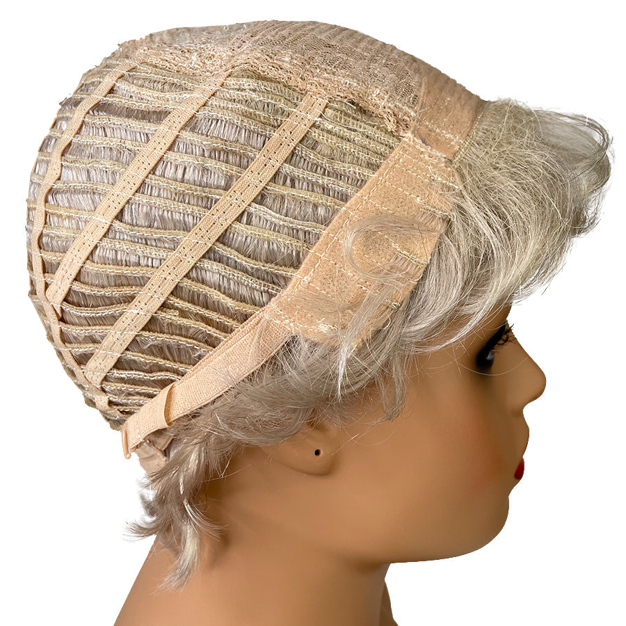 Machine Made Wave Human Hair Wigs Grey