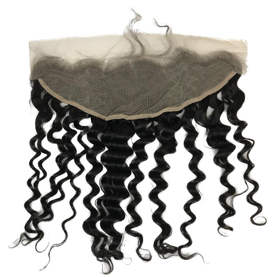 Frontal de encaje ondulado profundo suizo Remy transparente de 13"x4"