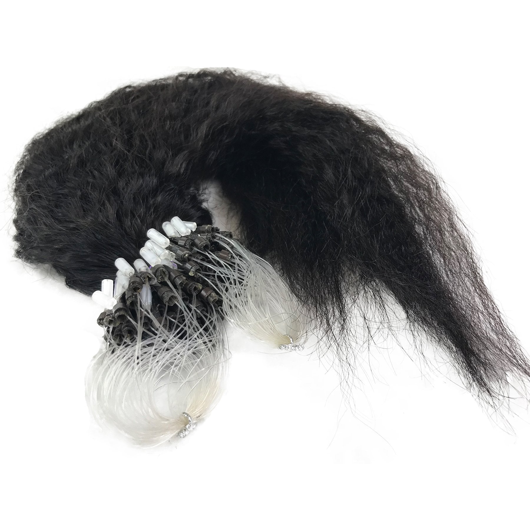 8A Micro Link Kinky Straight Extensión de cabello humano Natural Black