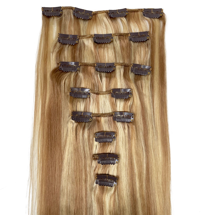 8A Straight Clip-In Human Hair Extension Color P