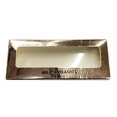 Caja de regalo de pestañas vacías de papel de oro rosa con ventana completa