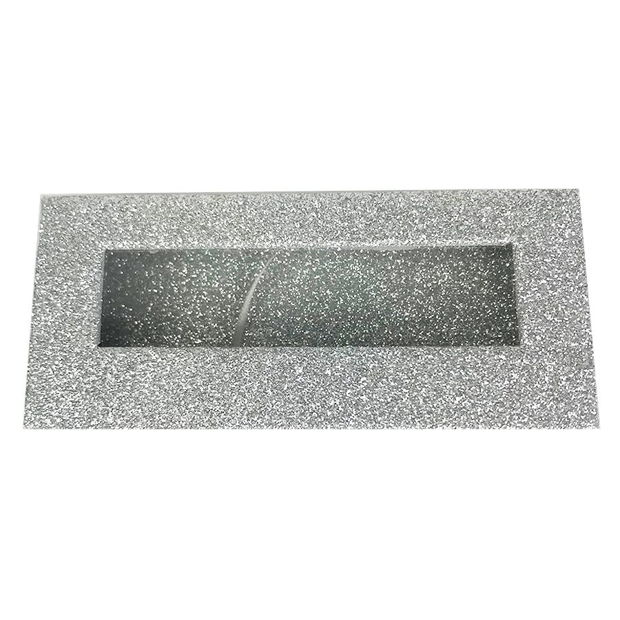 Glitter Silver Caja de pestañas vacía Caja de regalo Ventana completa / Pequeño y grande