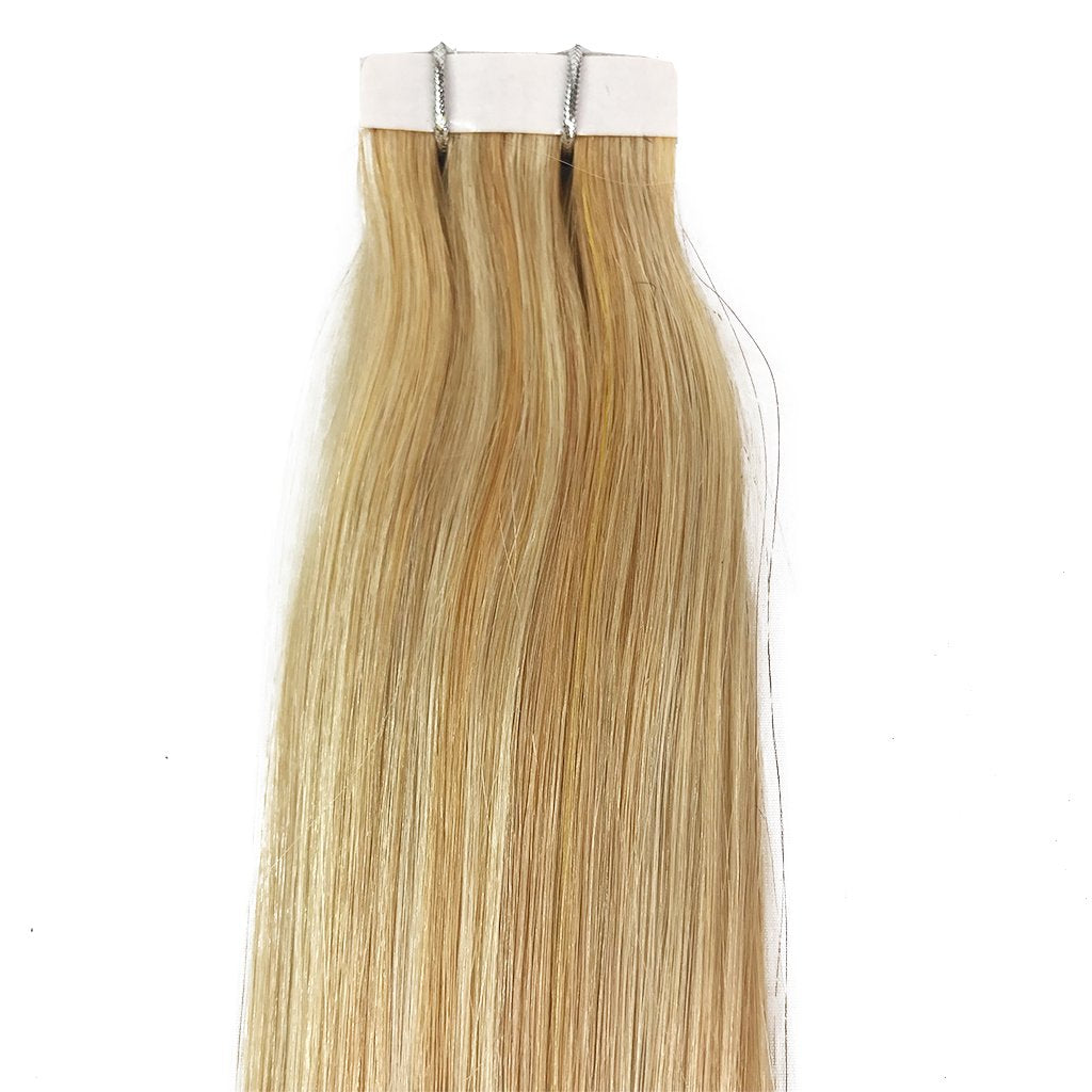 Extensión de cabello humano recto con cinta color F27/613