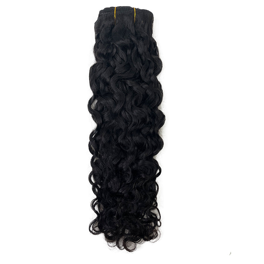 8A Water Wave Clip-In Human Hair Extension Color Natural