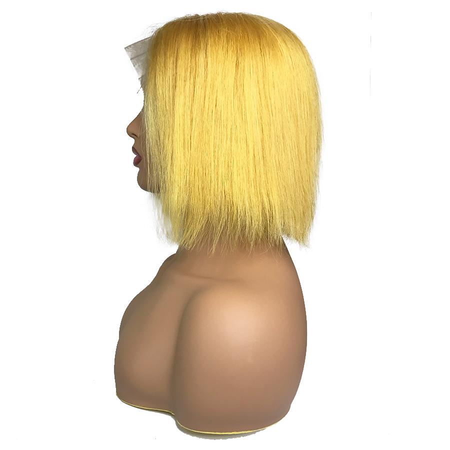 Recta 13 "X 6" Encaje Frontal Bob Peluca Amarilla