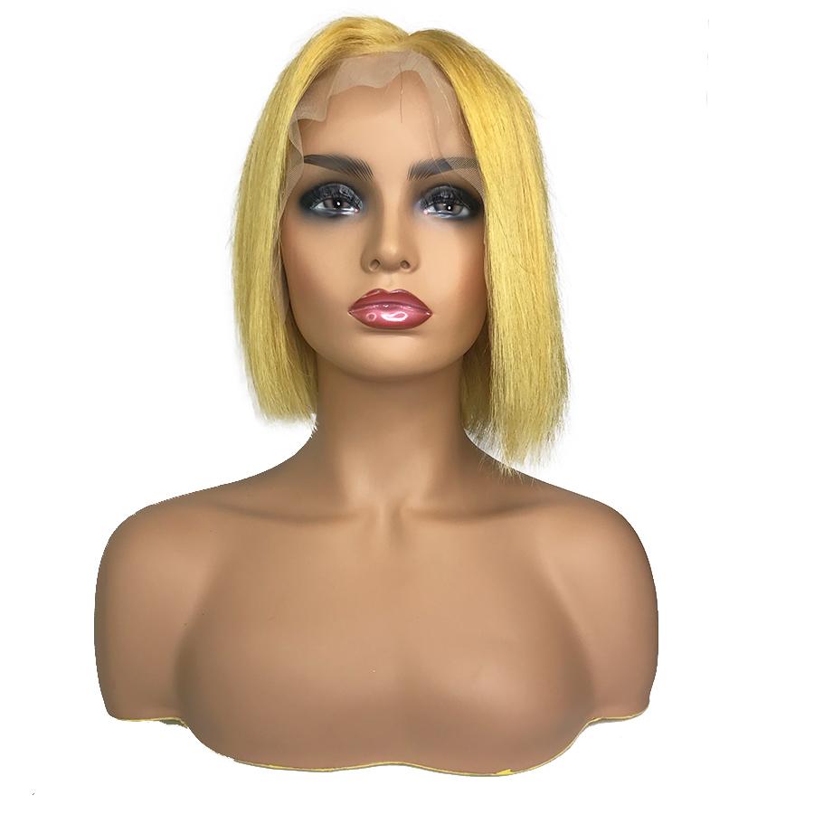 Recta 13 "X 6" Encaje Frontal Bob Peluca Amarilla