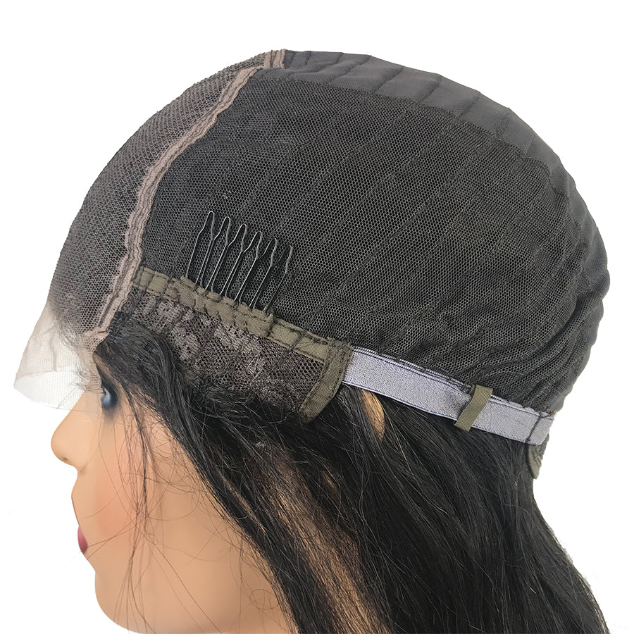 Peluca suiza recta con cierre de encaje