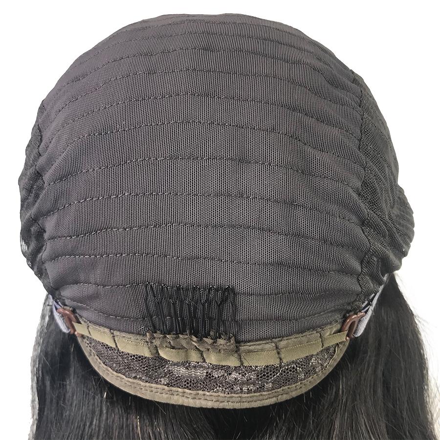 Peluca de cabello humano con cierre de encaje recto malayo suizo 8A