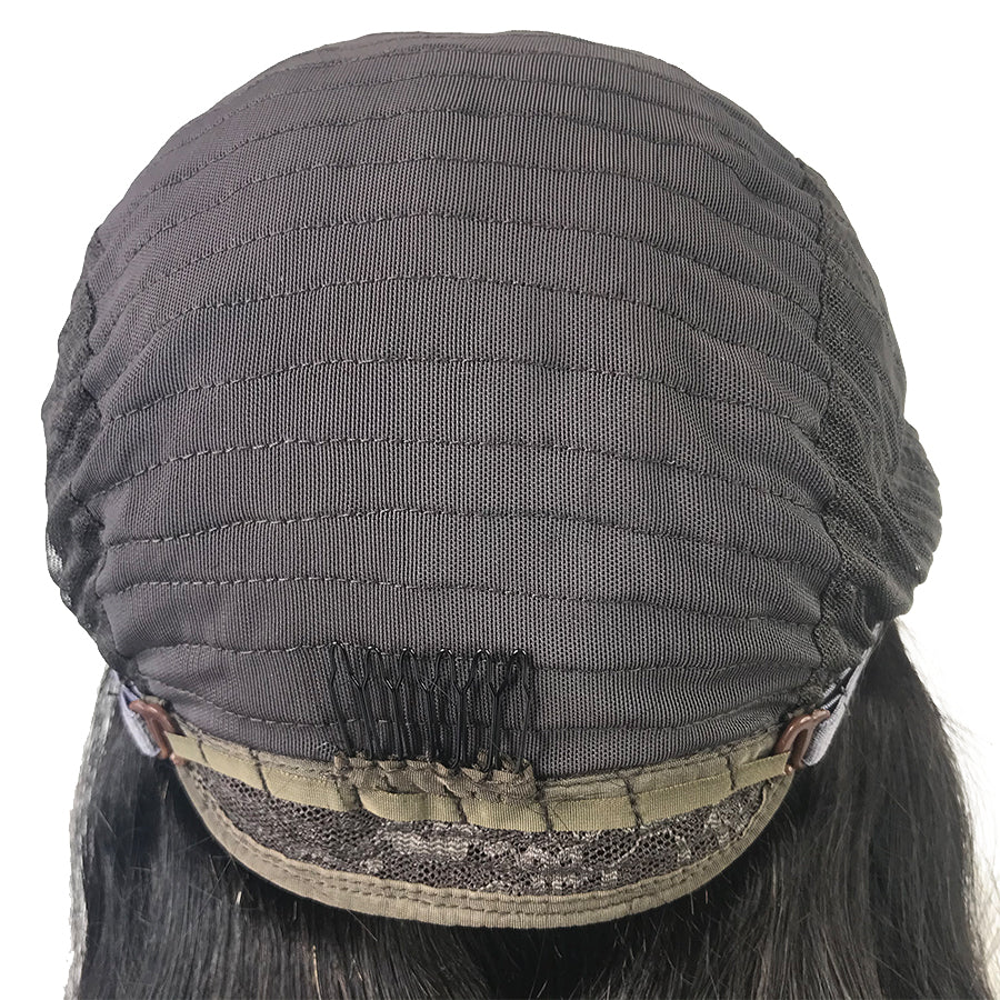 Peluca suiza recta con cierre de encaje