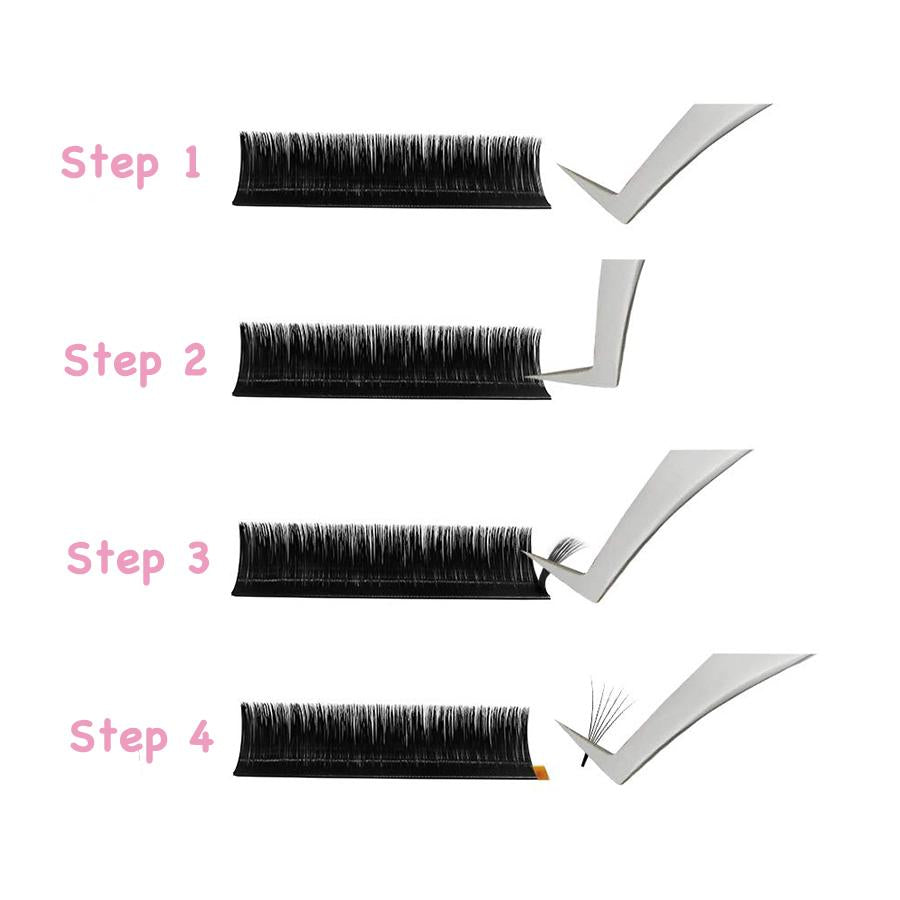 Easy Fan Mix Tray 11mm-15mm / 14mm-18mm Thickness 0.07 C / D Curl Handmade Soft Natural Eyelash Extensions Individual Lashes Tray (12 Lines)