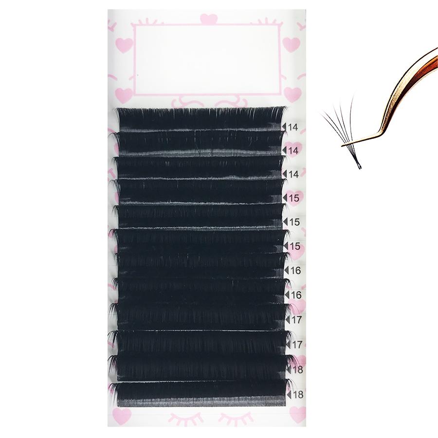 Easy Fan Mix Tray 11mm-15mm / 14mm-18mm Thickness 0.07 C / D Curl Handmade Soft Natural Eyelash Extensions Individual Lashes Tray (12 Lines)