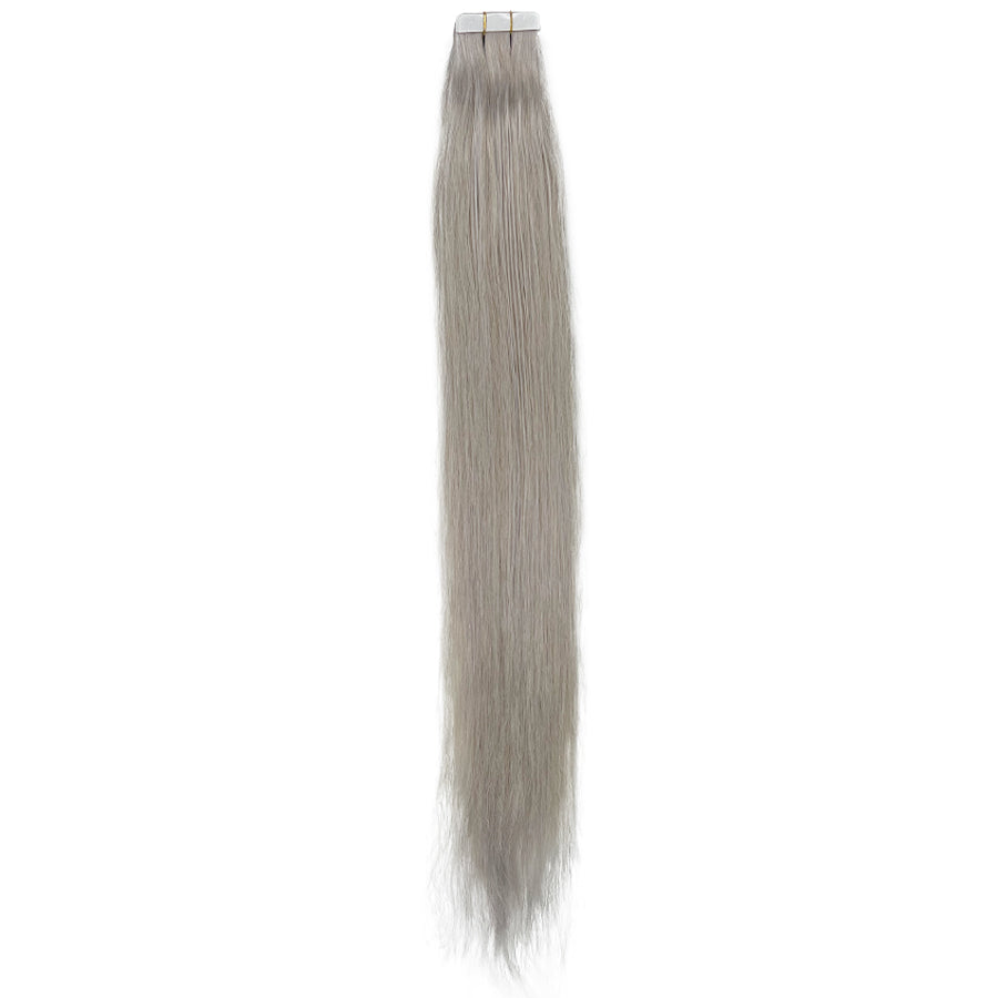 Extensión de cabello humano con cinta recta 8A Color gris claro