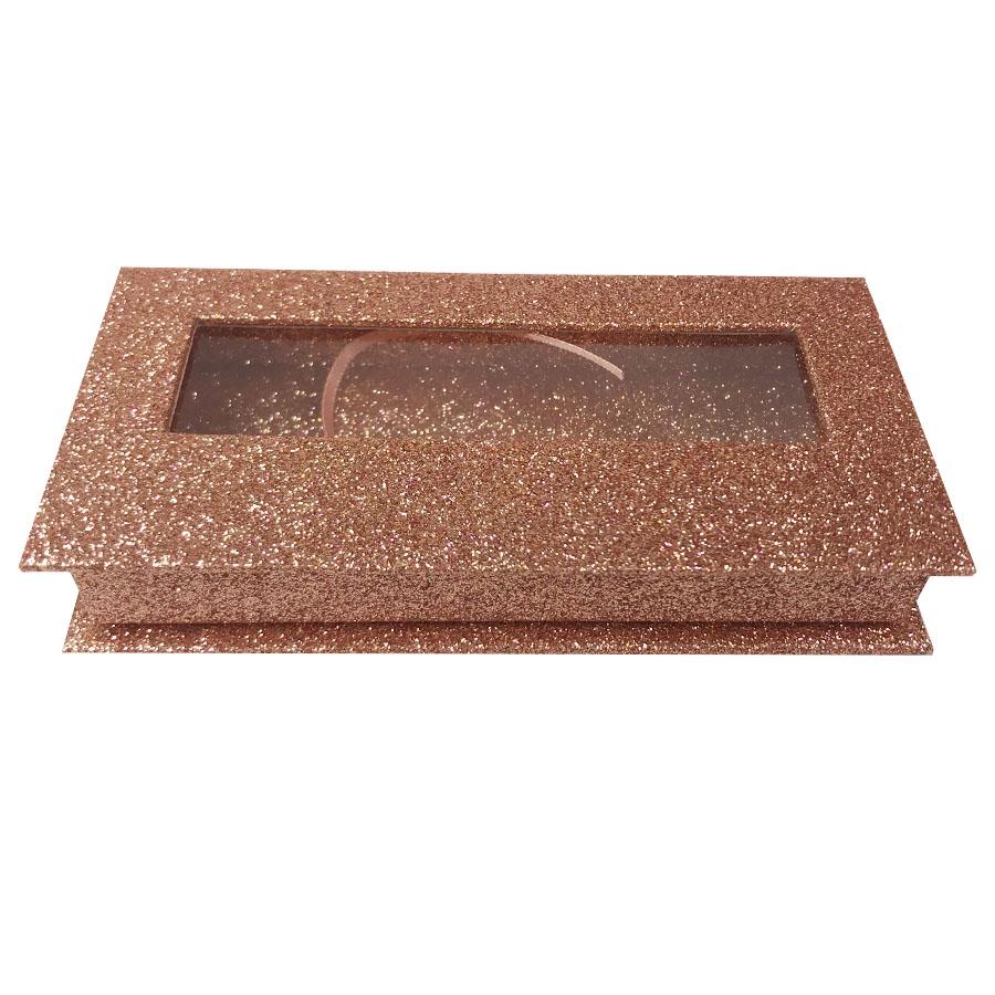 Caja de pestañas vacía de oro rosa Caja de regalo grande Ventana completa