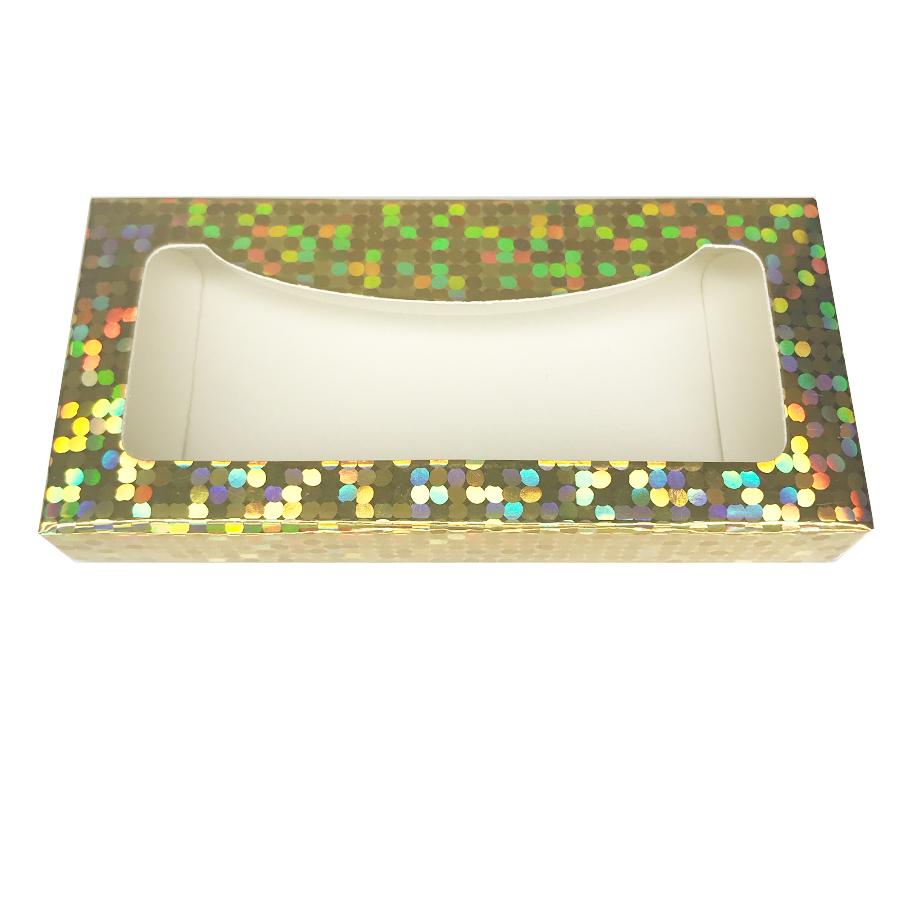 Caja de regalo de caja de pestañas vacía de papel brillante Ventana completa / 5 colores disponibles