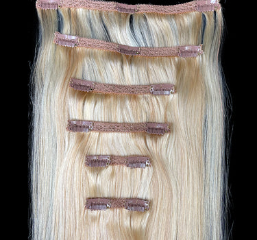 Extensión de cabello humano con clip recto 8A Color F27/613