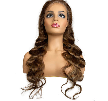 Swiss 8A Malaysian Body Wave FULL Lace Frontal Human Hair Wig #4/27