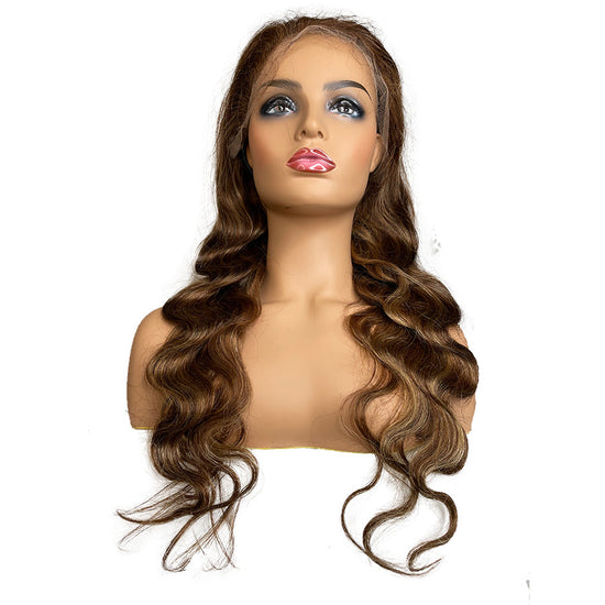 Swiss 8A Malaysian Body Wave FULL Lace Frontal Human Hair Wig #4/27