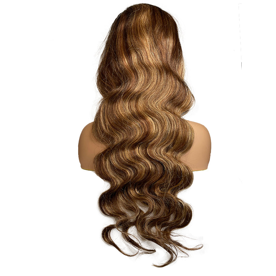 Swiss 8A Malaysian Body Wave FULL Lace Frontal Human Hair Wig #4/27