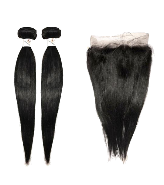 5A Brazilian 2 Bundle Straight Virgin Human Hair w/ 360 Lace Frontal - eHair Outlet