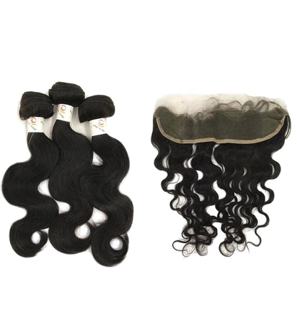 7A Tailandia Juego de 3 paquetes Body Wave con frontal de encaje de 13&quot;X4&quot;