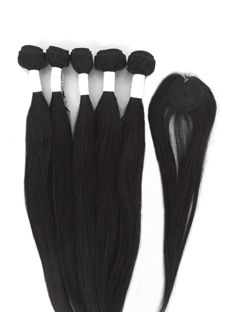 6pc 8A Malaysian Straight Human Hair Extension Bundle Pack w/ Closure - eHair Outlet