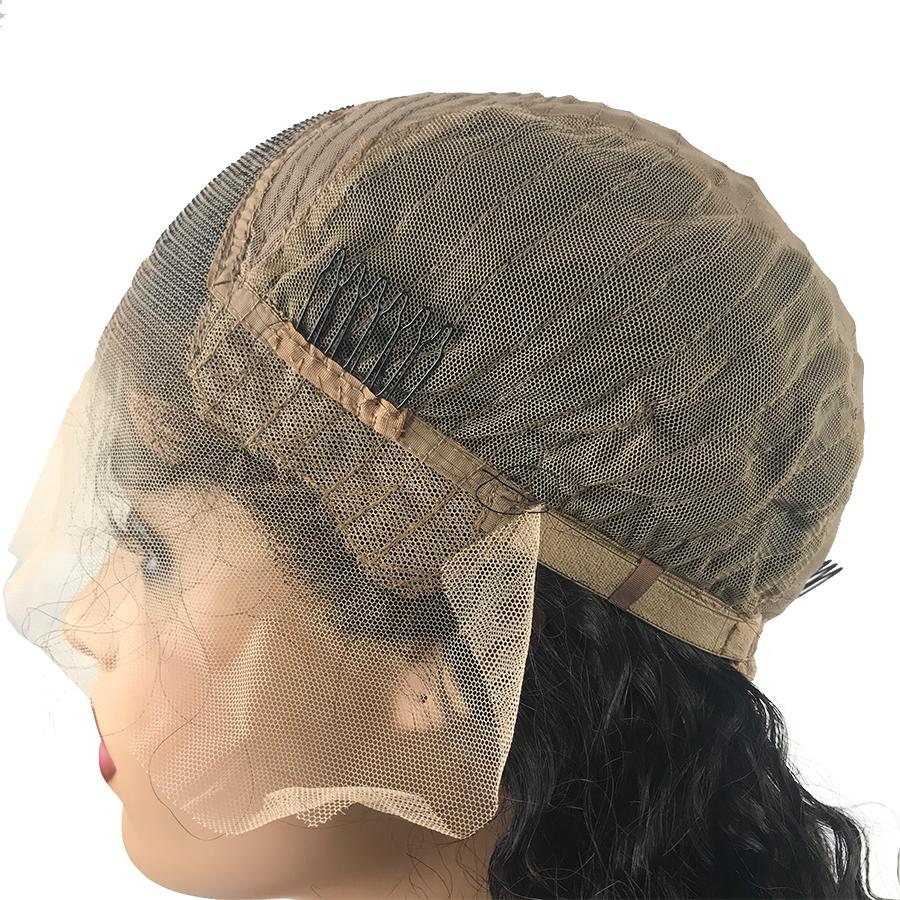 Peluca de cabello humano frontal de encaje de onda de cuerpo malasio HD 