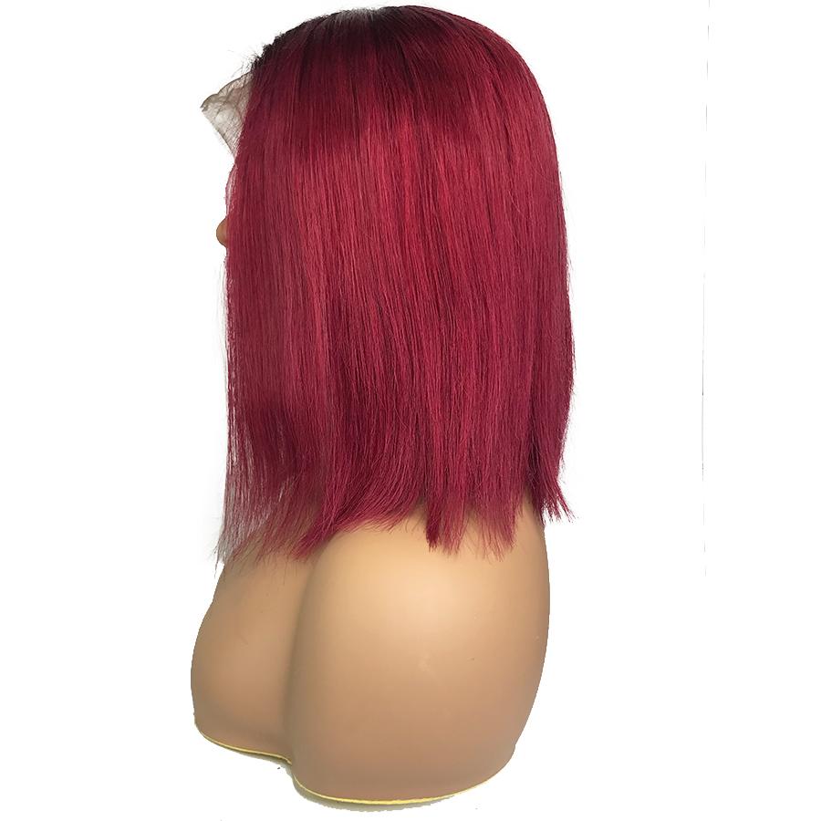 Straight 13&quot;X 6&quot;Lace Frontal Bob Wig 1B/Burgundy