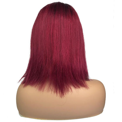 Straight 13&quot;X 6&quot;Lace Frontal Bob Wig 1B/Burgundy